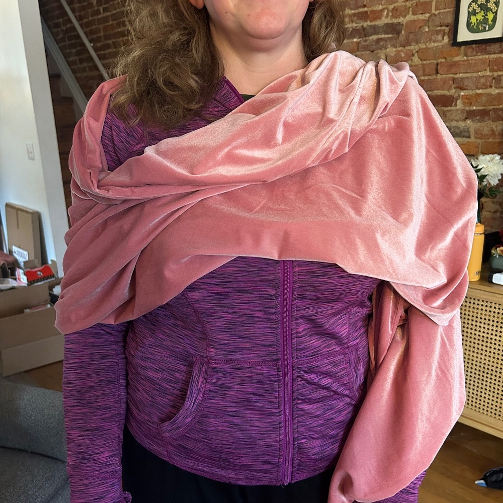 Blush pink velvet shawl scarf